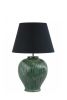 Handcarved Green Ceramic Table Lamp: Black & Gold Shade | Lamps by ENOceramics. Item made of fabric with ceramic works with mid century modern & country & farmhouse style
