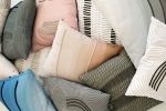 New—Linen + Dimensional Felt Pillows! | Pillows by Jill Malek Wallpaper. Item composed of cotton