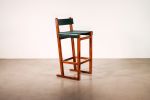 Piero Stool in Argentine Rosewood and Leather-Wrapped Back | Chairs by Costantini Design. Item composed of wood and leather
