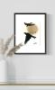 Painting minimalistic graphics flight Raven framed | Drawing in Paintings by Oplyart. Item made of paper compatible with minimalism and contemporary style