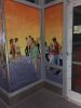 Street Crowd, 2018, 7 x 34 ft, Acrylic on glass, | Street Murals by Arran Harvey | Salesforce Transit Center in San Francisco. Item composed of synthetic