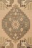 Vintage Oushak Rug in Beige-Brown, with Geometric Medallion | Area Rug in Rugs by Rug and Kilim