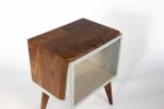 Tall Leg | End Table in Tables by Curly Woods. Item composed of oak wood & concrete compatible with mid century modern and contemporary style