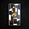Abstract Geometric Wood Wall Art with Navy and Gold | Wall Sculpture in Wall Hangings by Skal Collective. Item composed of wood