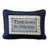 hand-embroidered THANK HEAVEN FOR LITTLE BOYS | Pillow in Pillows by Mommani Threads. Item made of wool works with contemporary & eclectic & maximalism style