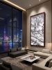 Large Winter Snow Landscape Shanshui Art on Silk/Xuan | Oil And Acrylic Painting in Paintings by Dynasty Artisan. Item made of wood & fabric compatible with contemporary and eclectic & maximalism style