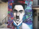 Charlie Chaplin Street Art Mural | Street Murals by Shane Grammer Arts. Item made of synthetic