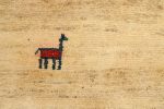 Vintage Gabbeh Tribal Rug in Beige-Brown Open Field with Red | Area Rug in Rugs by Rug and Kilim