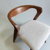 Arco Curved-Back Dining Chair with Upholstered Seat | Chairs by Kleinhaus Furniture. Item made of wood & fabric compatible with mid century modern and japandi style
