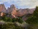 Zion at Dusk, Oil Landscape, Desert Landscape, Red Rock Clif | Oil And Acrylic Painting in Paintings by Erik Linton