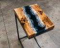 Epoxy C Shape Side Table, Handmade End Table Top | Tables by Innovative Home Decors. Item composed of wood compatible with country & farmhouse and art deco style
