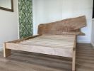 Queen size maple bed frame with live edge headboard | Beds & Accessories by Rosehammer Studio. Item made of maple wood compatible with contemporary and country & farmhouse style