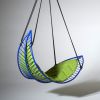 Modern Leaf Shaped Outdoor Hanging Swing Daybed | Couches & Sofas by Studio Stirling. Item composed of fabric & steel compatible with boho and eclectic & maximalism style
