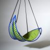Modern Leaf Shaped Outdoor Hanging Swing Daybed | Couches & Sofas by Studio Stirling. Item composed of fabric & steel compatible with boho and eclectic & maximalism style