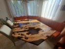 Olive Epoxy Table - Custom Resin Table - Epoxy Table | Dining Table in Tables by Tinella Collection. Item composed of wood and metal