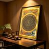 Imperial Yunjin Silk Thangka The Six Character Mantra | Embroidery in Wall Hangings by Dynasty Artisan. Item made of wood with fabric works with eclectic & maximalism & asian style