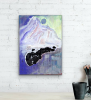 Midnight Mountain Moon Vista - Tokyo Echoes Painting | Oil And Acrylic Painting in Paintings by Jacob von Sternberg Large Abstracts. Item made of canvas with synthetic