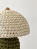 The Knitty Table Lamp in Dark Olive and Cream | Lamps by Meg Morrison. Item made of fabric & ceramic compatible with boho and mid century modern style