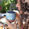 Turquoise Modern Coffee Mug | Drinkware by Tina Fossella Pottery. Item made of stoneware