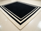 Black & Ivory Border Geometric Hand Tufted Wool Rug | Area Rug in Rugs by Krafcreation. Item made of cotton works with minimalism & contemporary style