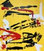 Splash on yellow | Oil And Acrylic Painting in Paintings by Hugo Auler Jr. Art. Item made of canvas