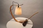 Bent Table Lamp in Ash with a Walnut Base | Lamps by Geoff McKonly Furniture. Item made of wood compatible with mid century modern and japandi style