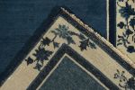 Vintage Chinese Deco style runner in Deep Blue, Off White | Area Rug in Rugs by Rug and Kilim