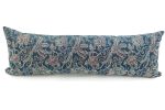 Long Antique Japanese Phoenix Floral Katazome Indigo Pillow | Pillows by Peace & Thread. Item made of cotton works with boho & japandi style