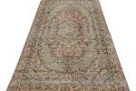Vintage Zeki Müren Rug in Green and Salmon, with Floral | Area Rug in Rugs by Rug and Kilim