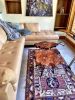 Redwood Burl Coffee Table Set with Stone Inlay | Tables by Natural Wood Edge Creations by Rick Griggs. Item composed of wood