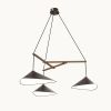 Emily Group of Three Pendant Light – Dark Bronze Semi-Matte | Chandeliers by MOSS Objects. Item made of oak wood with steel works with contemporary & modern style