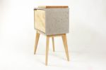 Live Edge Solid Maple Wood & Concrete Cube Nightstand | Storage by Curly Woods. Item composed of oak wood and concrete in contemporary or modern style
