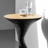 Contemporary side table, oak, black concrete-like material b | Tables by Donatas Žukauskas. Item composed of oak wood and concrete in minimalism or contemporary style
