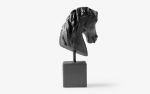 Small Horse Head Bust Compressed Marble Powder in Black | Sculptures by LAGU. Item made of marble