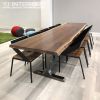 Live Edge Black Walnut T Table | Communal Table in Tables by YJ Interiors | Toronto in Toronto. Item composed of walnut and steel in mid century modern or eclectic & maximalism style