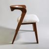 Arco Curved-Back Dining Chair with Upholstered Seat | Chairs by Kleinhaus Furniture. Item made of wood & fabric compatible with mid century modern and japandi style