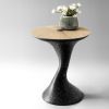 Contemporary side table, oak, black concrete-like material b | Tables by Donatas Žukauskas. Item composed of oak wood and concrete in minimalism or contemporary style