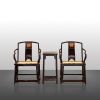 Midnight Black-Gold Ming Scholar Hat Armchair Trio Set | Chairs by Dynasty Artisan. Item composed of wood in contemporary or eclectic & maximalism style