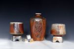 Whiskey Set: Soda-fired bottles and rolling cup set | Bar Accessory in Drinkware by Denise Joyal - Kilnjoy Ceramics. Item made of stoneware