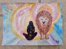 Lion Spirit Animal | Oil And Acrylic Painting in Paintings by Elena Parau. Item made of paper works with minimalism & contemporary style
