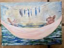 Meditación para atraer la abundancia | Oil And Acrylic Painting in Paintings by Elena Parau. Item made of paper works with minimalism & contemporary style