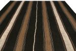 1950s Mid-Century Persian Kilim Black and Beige-Brown Stripe | Area Rug in Rugs by Rug and Kilim