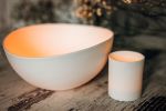 Large Porcelain bowl/candle holder. Snow-white,translucent | Decorative Bowl in Decorative Objects by ENOceramics. Item compatible with minimalism and contemporary style