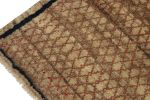 Vintage Gabbeh Tribal Rug in Beige-Brown with Red Lattice | Area Rug in Rugs by Rug and Kilim