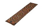 Vintage Afghani Kilim Runner Orange Diamond Pattern Tribal | Area Rug in Rugs by Rug and Kilim