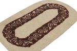 Vintage Persian Felted Oval Rug in Beige with Geometric | Area Rug in Rugs by Rug and Kilim