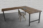 Reclaimed Wood L Desk | Tables by Urban Wood Goods. Item made of wood & steel