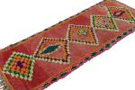 Vintage Moroccan Runner Rug in Red with Diamond Medallions | Area Rug in Rugs by Rug and Kilim