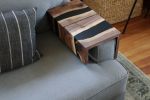 Live Edge Walnut Epoxy Black River Armrest Table | End Table in Tables by Hazel Oak Farms