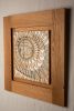 Mayan Sun in White Oak Frame No. 2 | Mosaic in Art & Wall Decor by Clare and Romy Studio. Item composed of ceramic in boho or mid century modern style